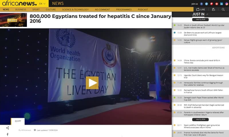 علاج 800 ألف مصري من فيروس سي منذ يناير 2016