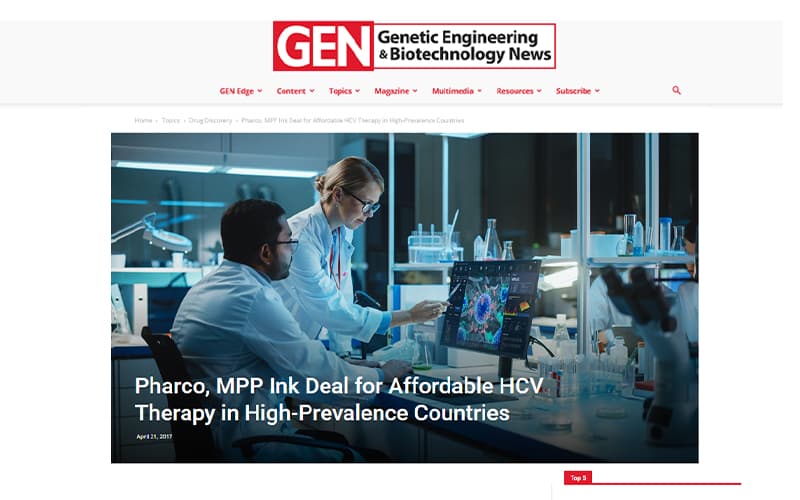 Pharco, MPP ink deal for affordable HCV therapy in high-prevalence countries